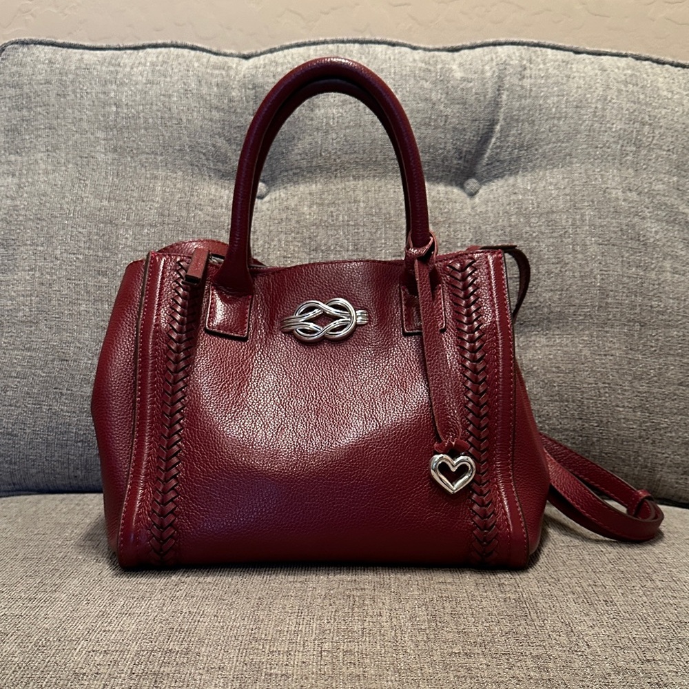 Brighton Burgundy Satchel with Silver Details